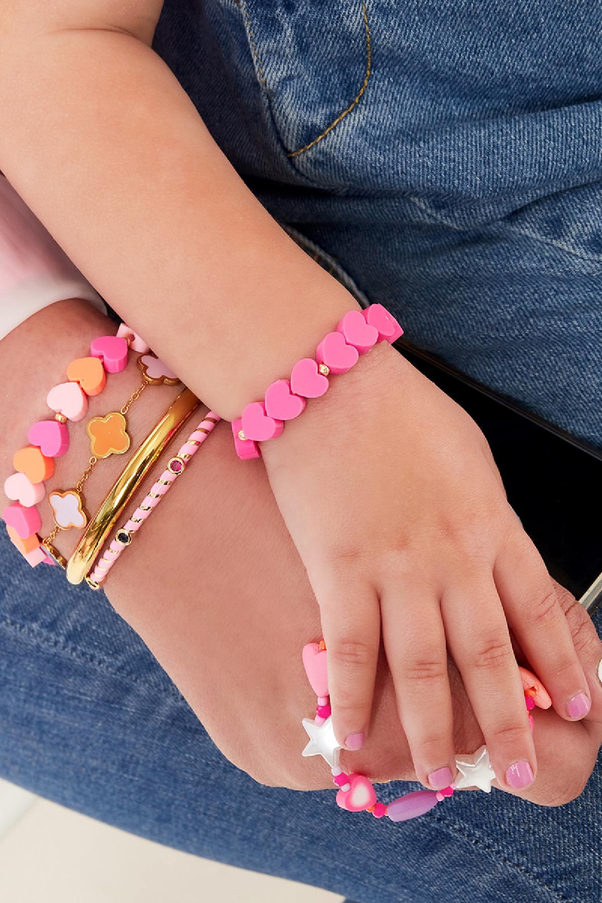 Kids - summer hearts bracelet - Mother-Daughter collection Pink polymer clay Picture2